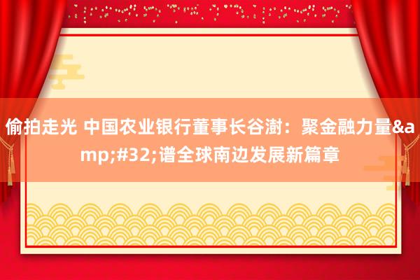 偷拍走光 中国农业银行董事长谷澍：聚金融力量&#32;谱全球南边发展新篇章